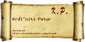 Kránitz Petur névjegykártya